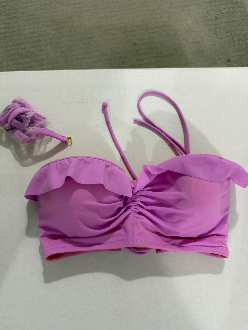 Victoria’s Secret Pink Ruffle Swim Top size 36C used SEXY corset back